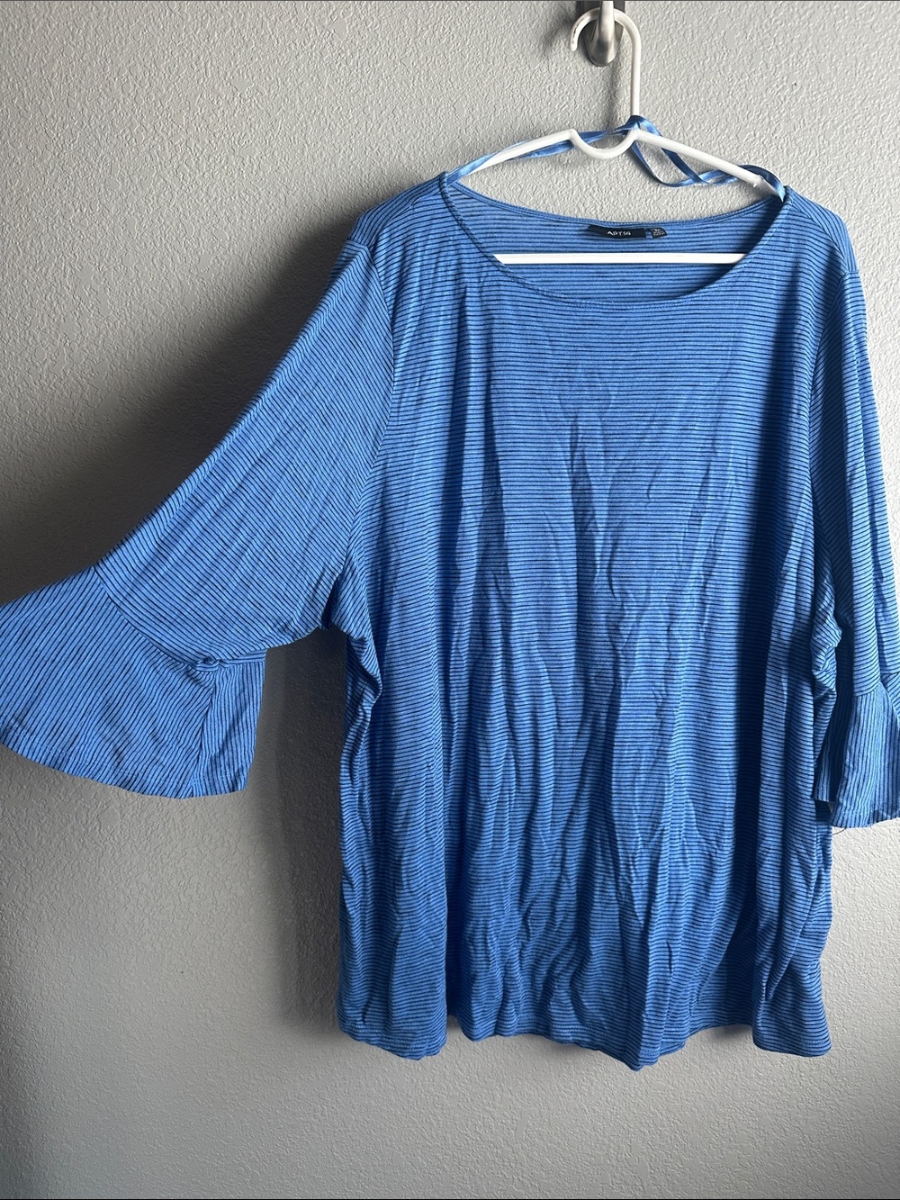 Apt. 9 Blue Striped Bell Sleeve Long-Sleeve Top